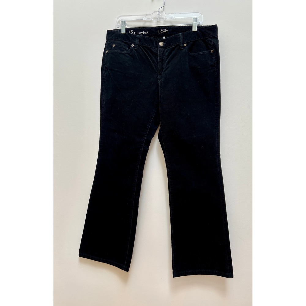 Loft Pants Womens 12P Black Curvy Corduroy Bootcut Mid Rise Trousers Comfortable